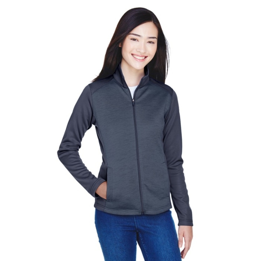 Women’s Colorblock Melange Performance Full Zip Fleece Jacket-Navy